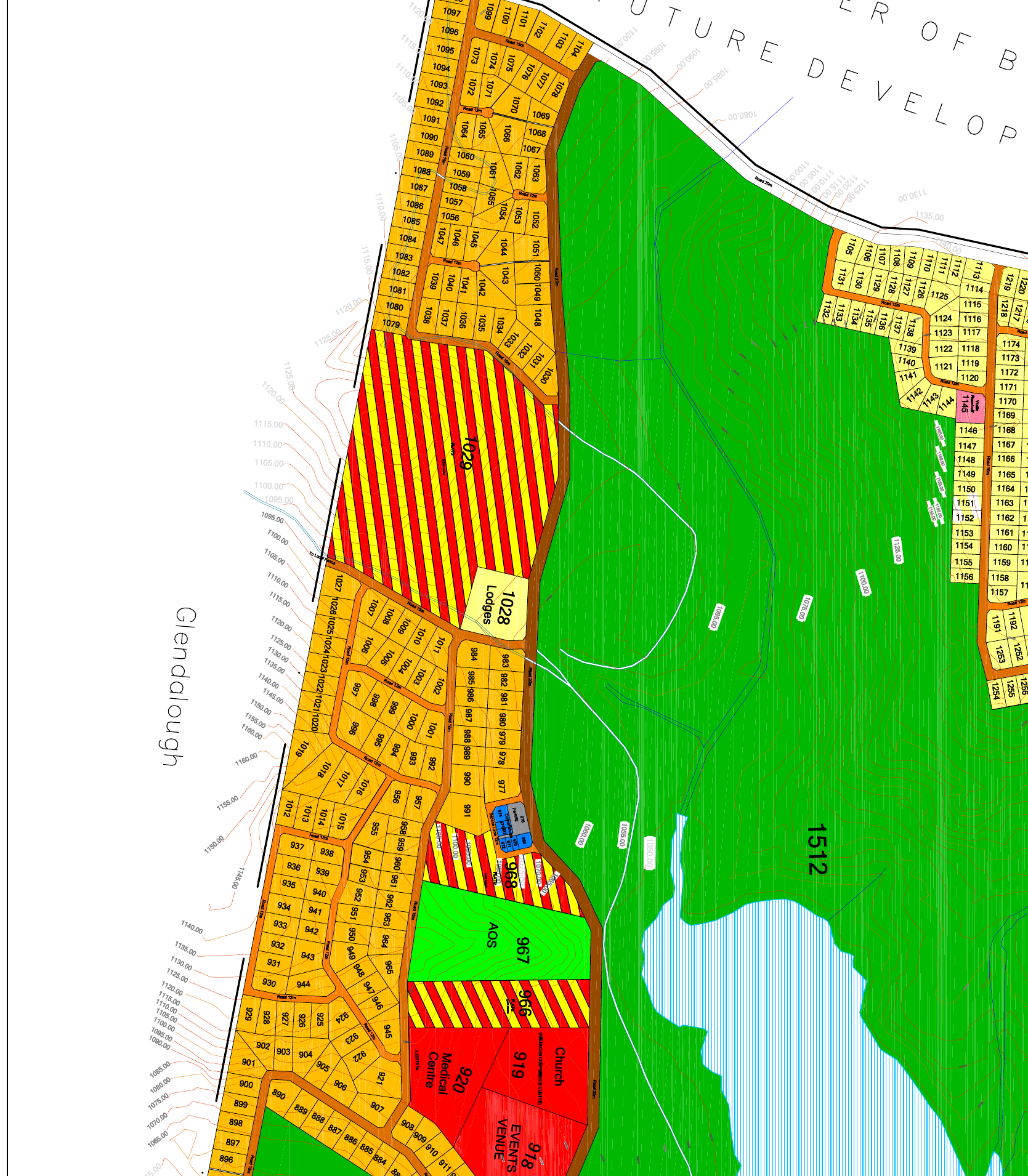 Detail of the approved Bangazan Township layout plan showing numbered residential stands